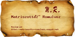 Matriszottó Romulusz névjegykártya